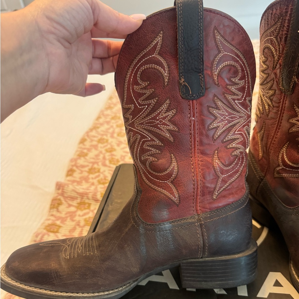 Ariat Red and Brown Western Boots - Picture 2 of 5